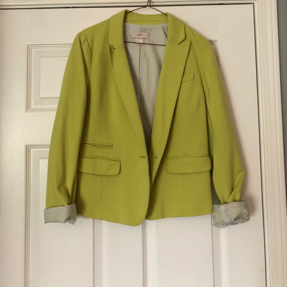 Ann Taylor Loft: Blazer Lime Green: Gently Worn